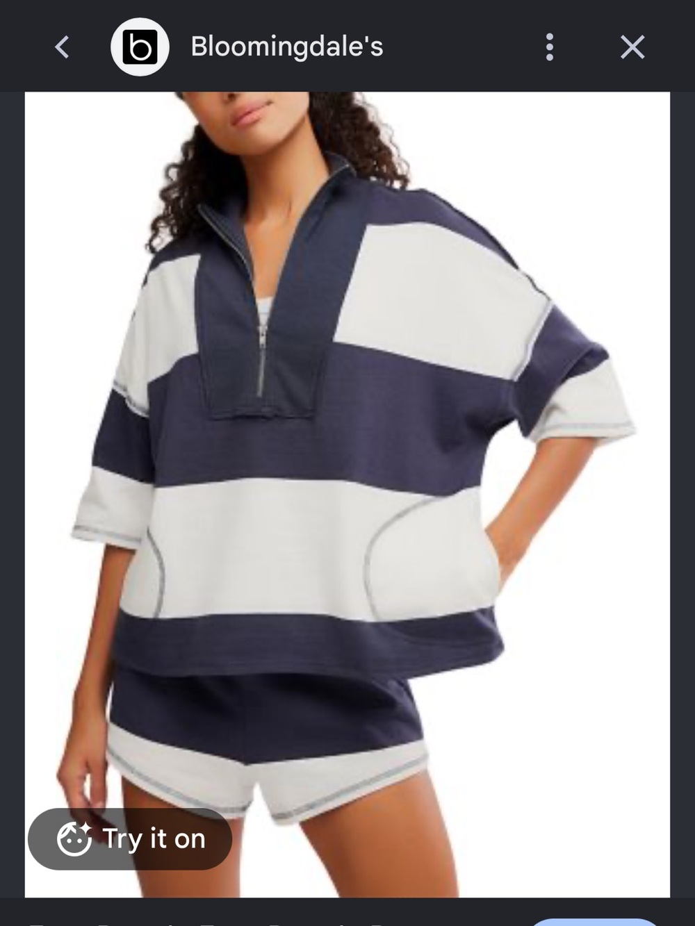 Free People Navy & White Retro Rugby Stripe